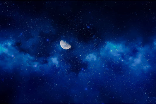 Blue Space Moon Stsrs Sky Canvas Art Wall Picture Or Gloss Print