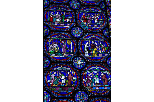 Blue Stained Glass Church Cathedral Window Canvas Art Wall Picture Or Gloss Print