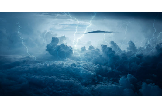 Blue Storm Sky Clouds Lightning Canvas Art Wall Picture Or Gloss Print