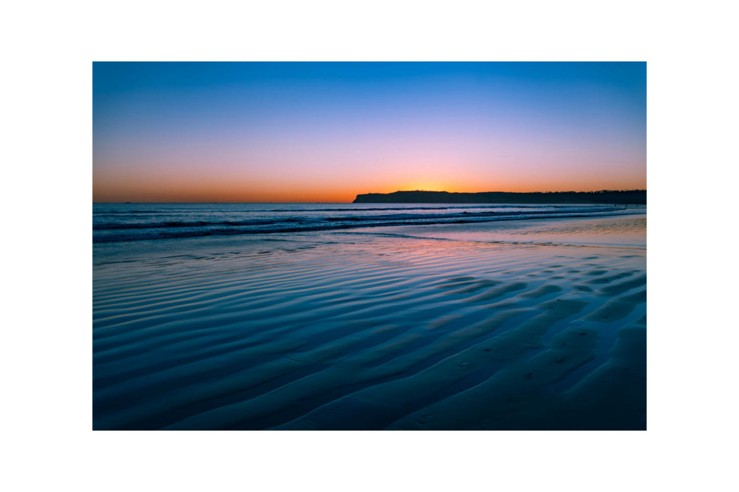 Blue Sunset Beach Sea Canvas Art Wall Picture Or Gloss Print