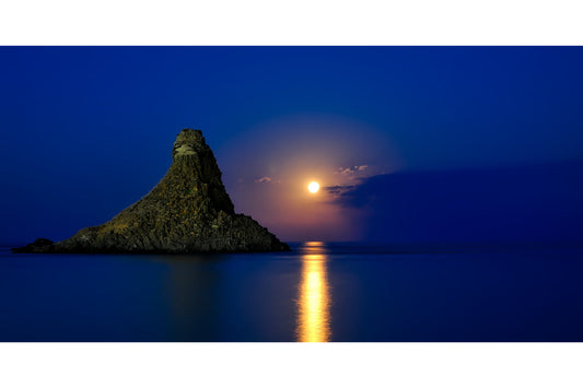 Blue Sunset Sunrise Sea Rock Landscape Canvas Art Wall Picture Or Gloss Print