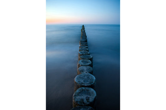 Blue Sunset Sunrise Sea Stepping Stones Canvas Art Wall Picture Or Gloss Print