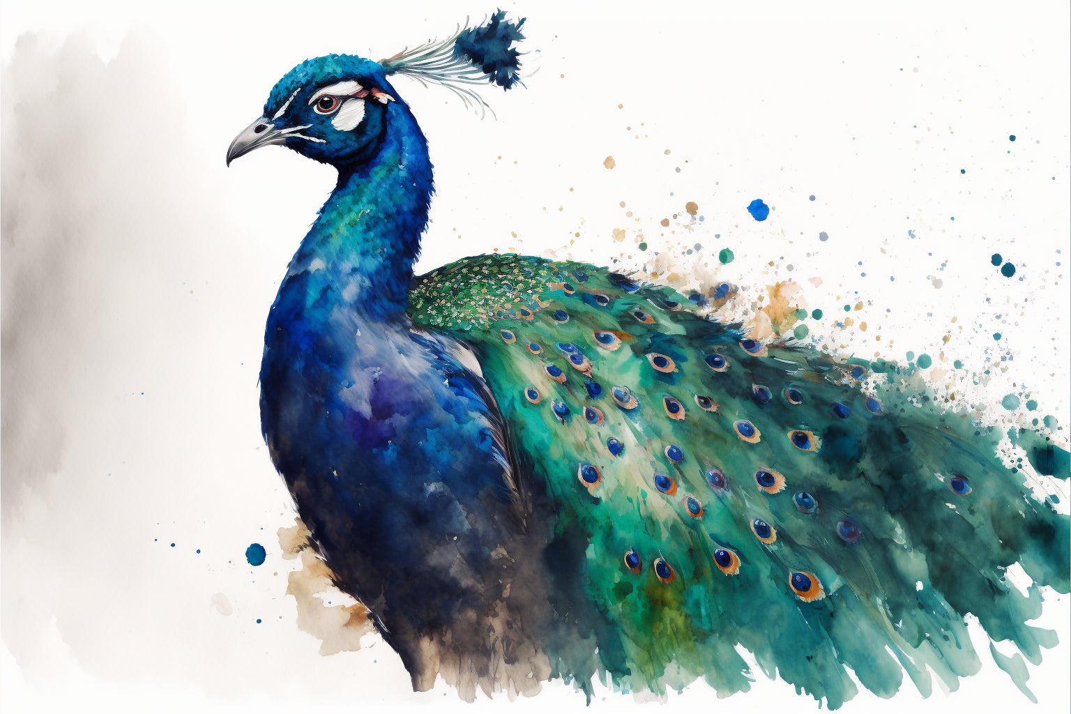 Blue Teal Peacock Abstract Canvas Art Wall Picture