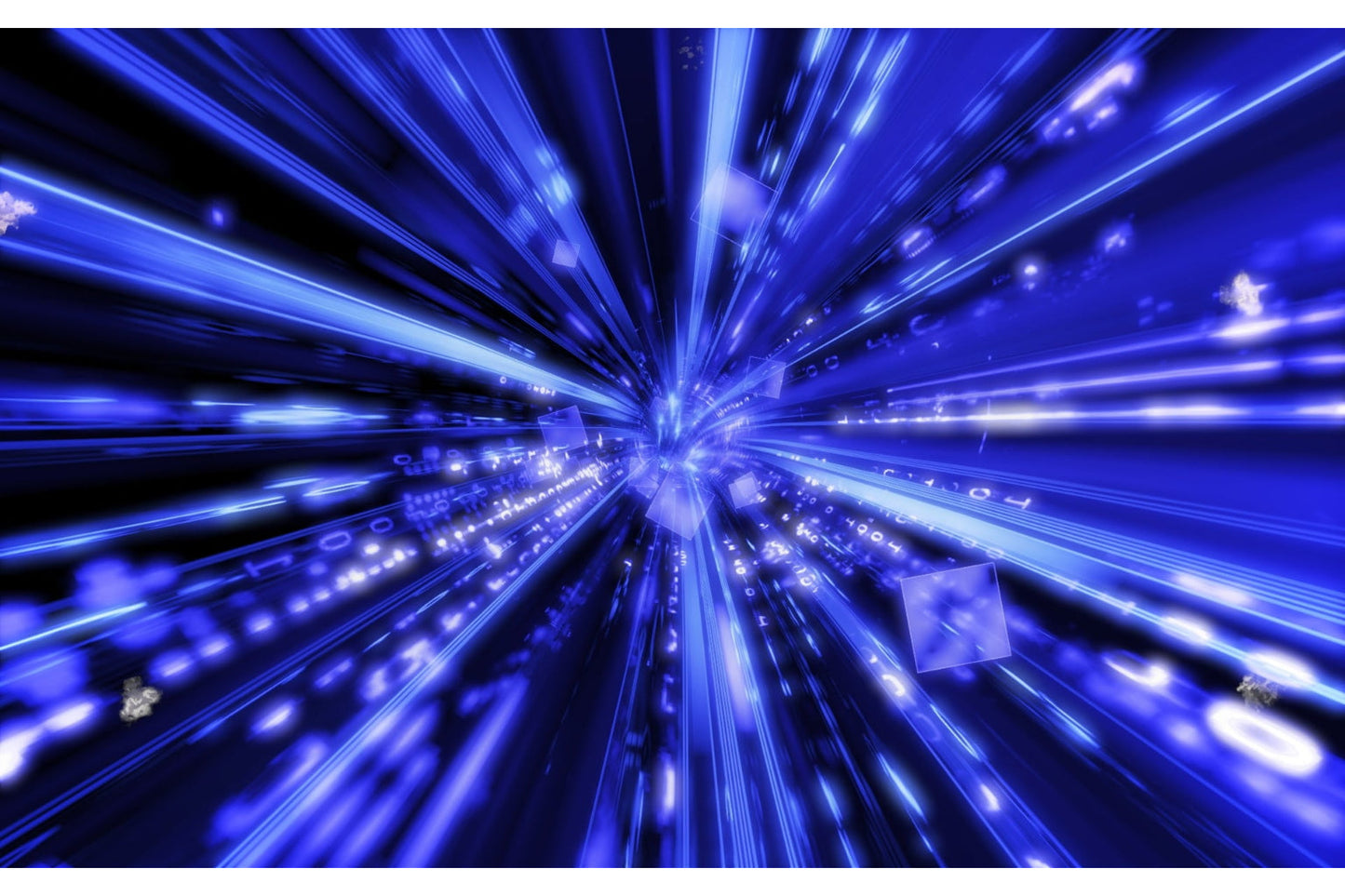 Blue Vortex Lights Abstract Modern Canvas Art Wall Picture Or Gloss Print