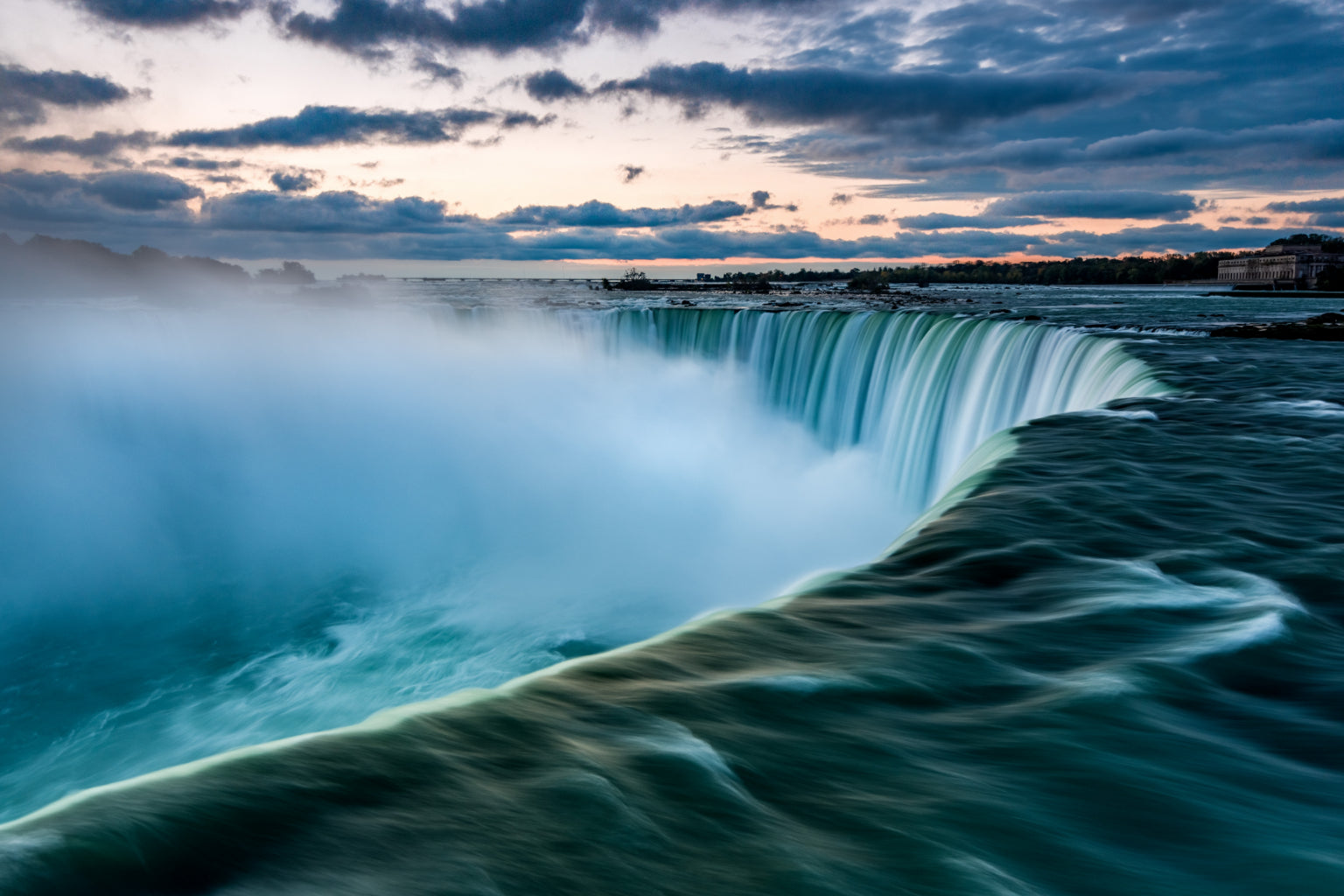 Blue Water Waterfalls Sunset Canvas Art Wall Picture Or Gloss Print