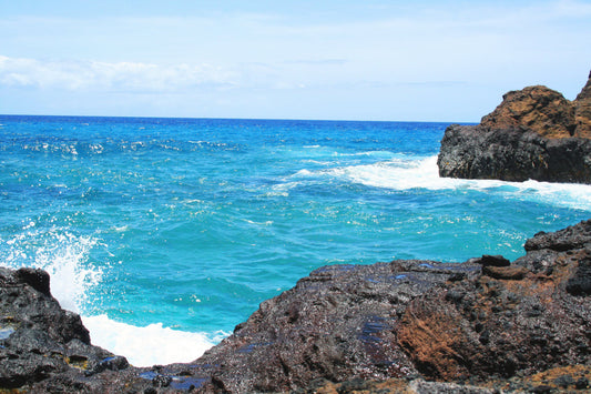 Blue Waves Rock Ocean Landscape Sea Beach Canvas Art Wall Picture Or Gloss Print