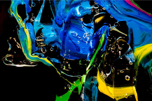 Blue Yellow Green Water Abstract Canvas Art Wall Picture Or Gloss Print