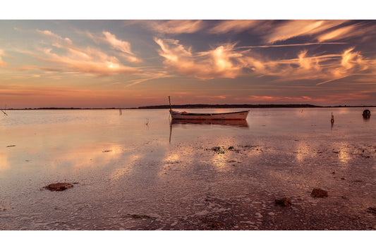 Boating Lake Water Sunset Landscape Canvas Art Wall Picture Or Gloss Print