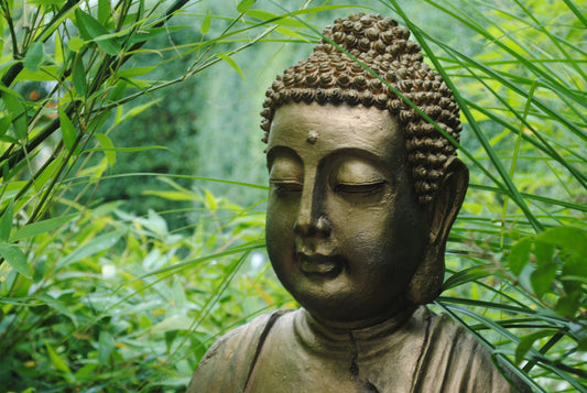 Buddha Statue Green Leaves Canvas Art Wall Picture