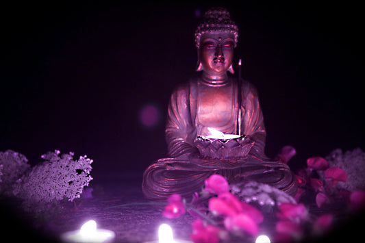 Buddha Statue Purple Canvas Art Wall Picture