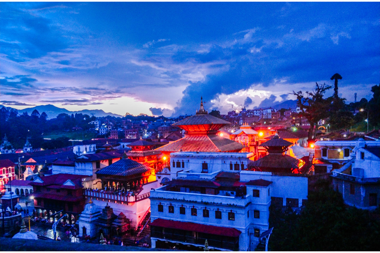 China Town Blue City Lights Canvas Art Wall Picture Or Gloss Print