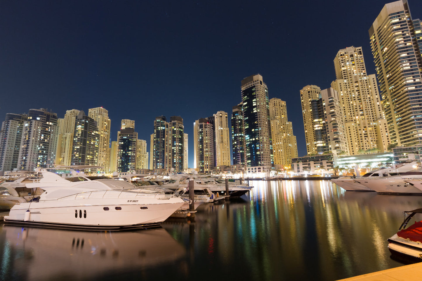 City Harbour Lights Cityscape Boats Canvas Art Wall Picture Or Gloss Print