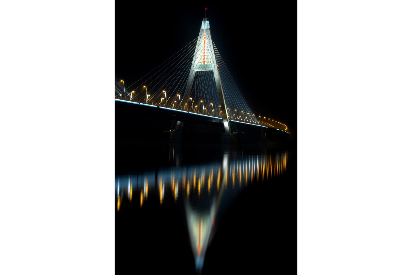 City Night Bridge Lights Black Gold Canvas Art Wall Picture Or Gloss Print