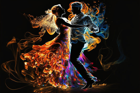 Colourful Abstract Ballroom Dancers Canvas Art Wall Picture