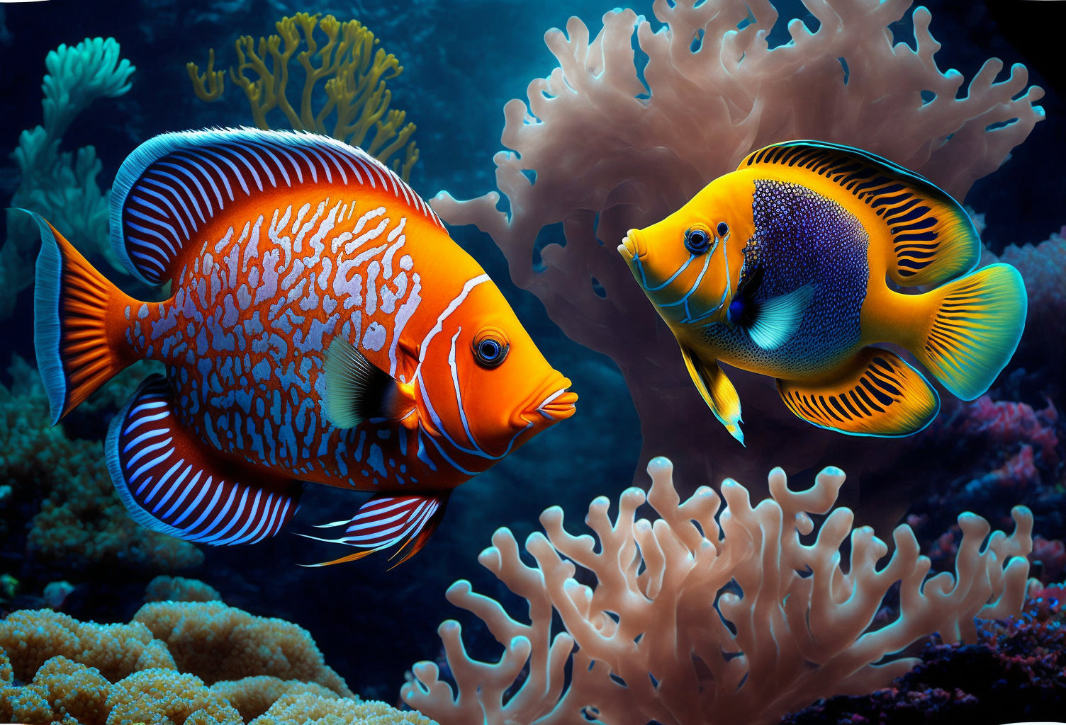 Colourful Tropical Fish Aquariumn Canvas Art Wall Picture