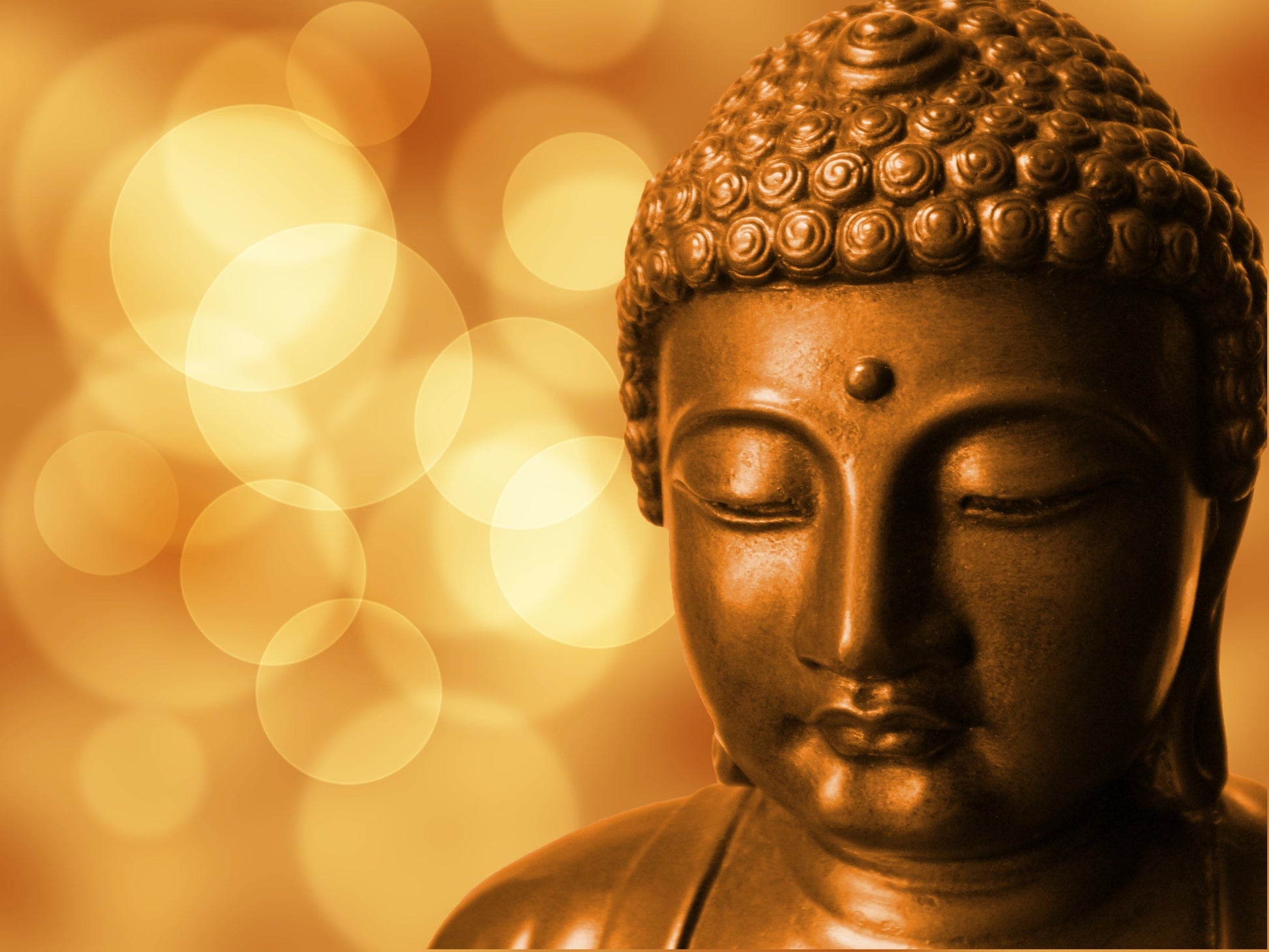 Cream Brown Gold Buddha Statue Canvas Art Wall Picture