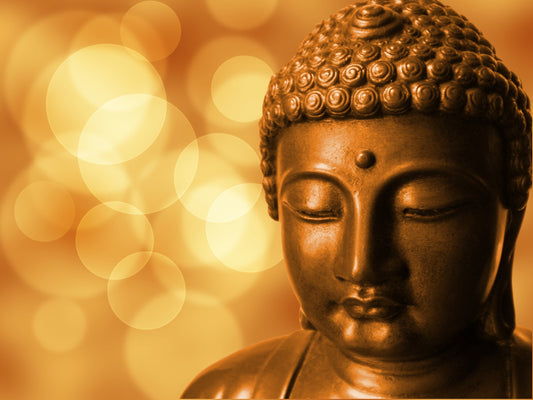 Cream Brown Gold Buddha Statue Canvas Art Wall Picture