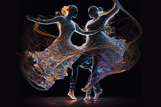 Dancers Abstract Lights Colourful Canvas Art Wall Picture