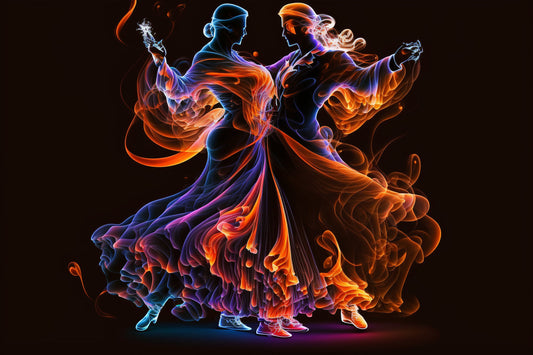 Dancers Fantasy Lights Abstract Colourful Canvas Art Wall Picture