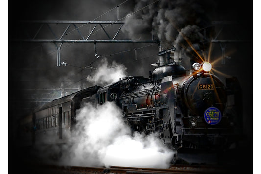 Dark Black Steam Train Locomotive Canvas Art Wall Picture Or Gloss Print