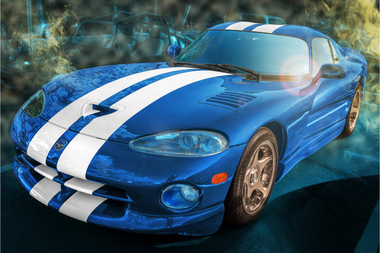 Dodge Viper Gts Blue Sports Car Cars Canvas Art Wall Picture Or Gloss Print