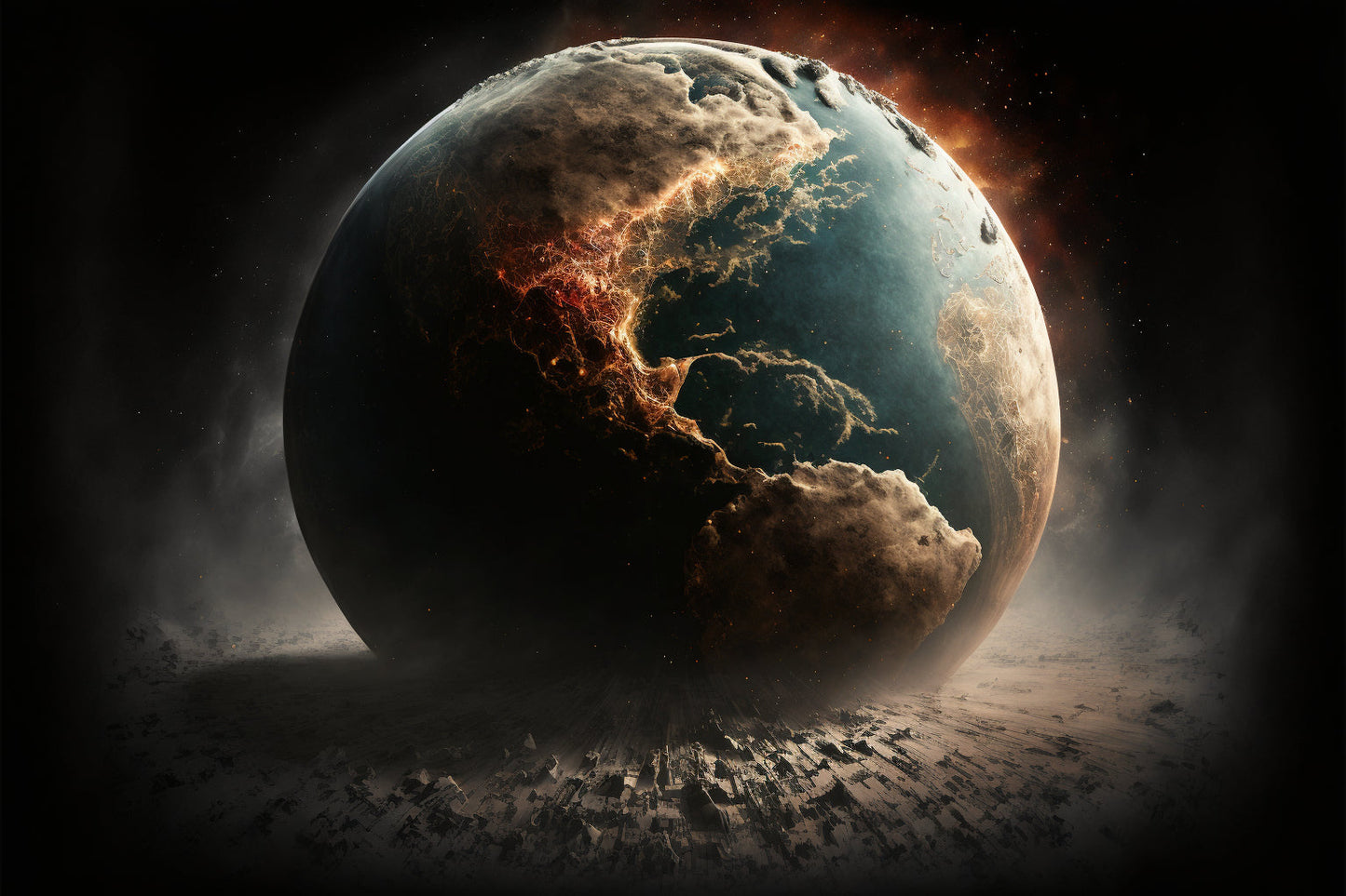 Fantasy Abstract Earth Planet Space Canvas Art Wall Picture