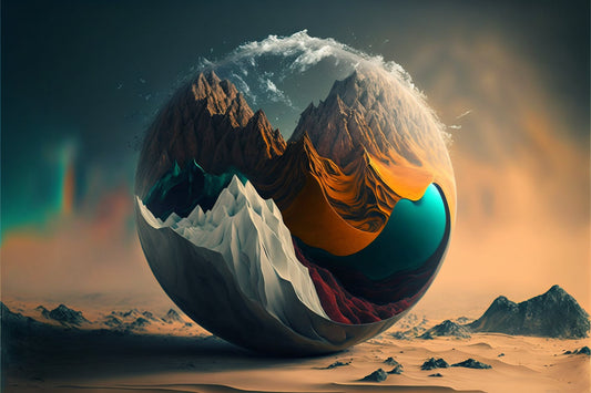 Fantasy Planet Mountains Abstract Space Canvas Art Wall Picture