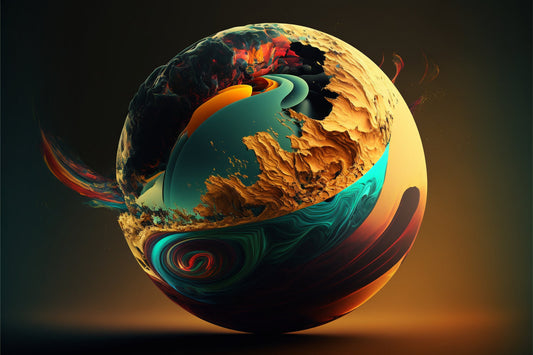 Fantasy Teal Space Planet Globe Earth Canvas Art Wall Picture