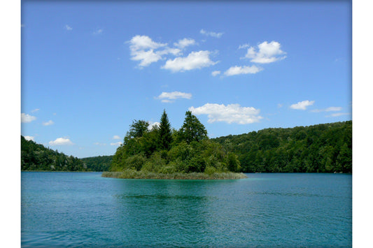 Forest Island Trees Lake Blue Landscape Canvas Art Wall Picture Or Gloss Print