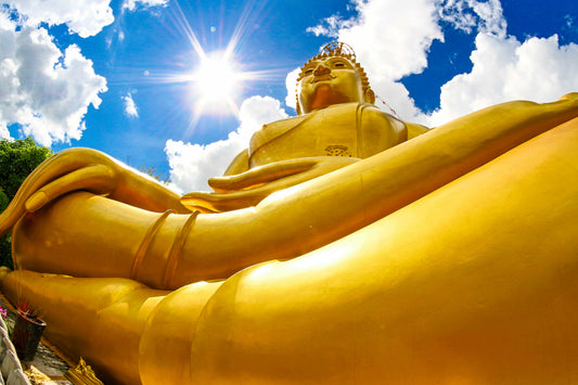 Golden Buddha Statue Sunshine Canvas Art Wall Picture Or Gloss Print