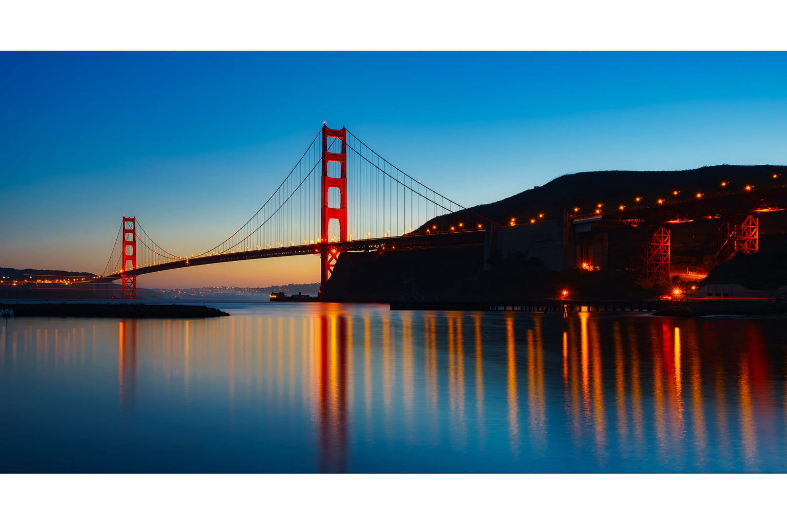 Golden Gate Bridge Blue Sunset Cityscape City Canvas Art Wall Picture Or Gloss Print