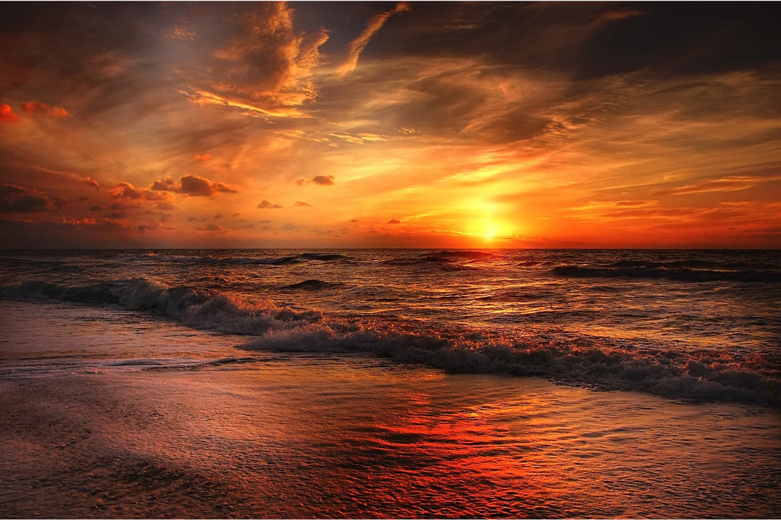 Golden Orange Sunset Sunrise Sea Beach Canvas Art Wall Picture Or Gloss Print