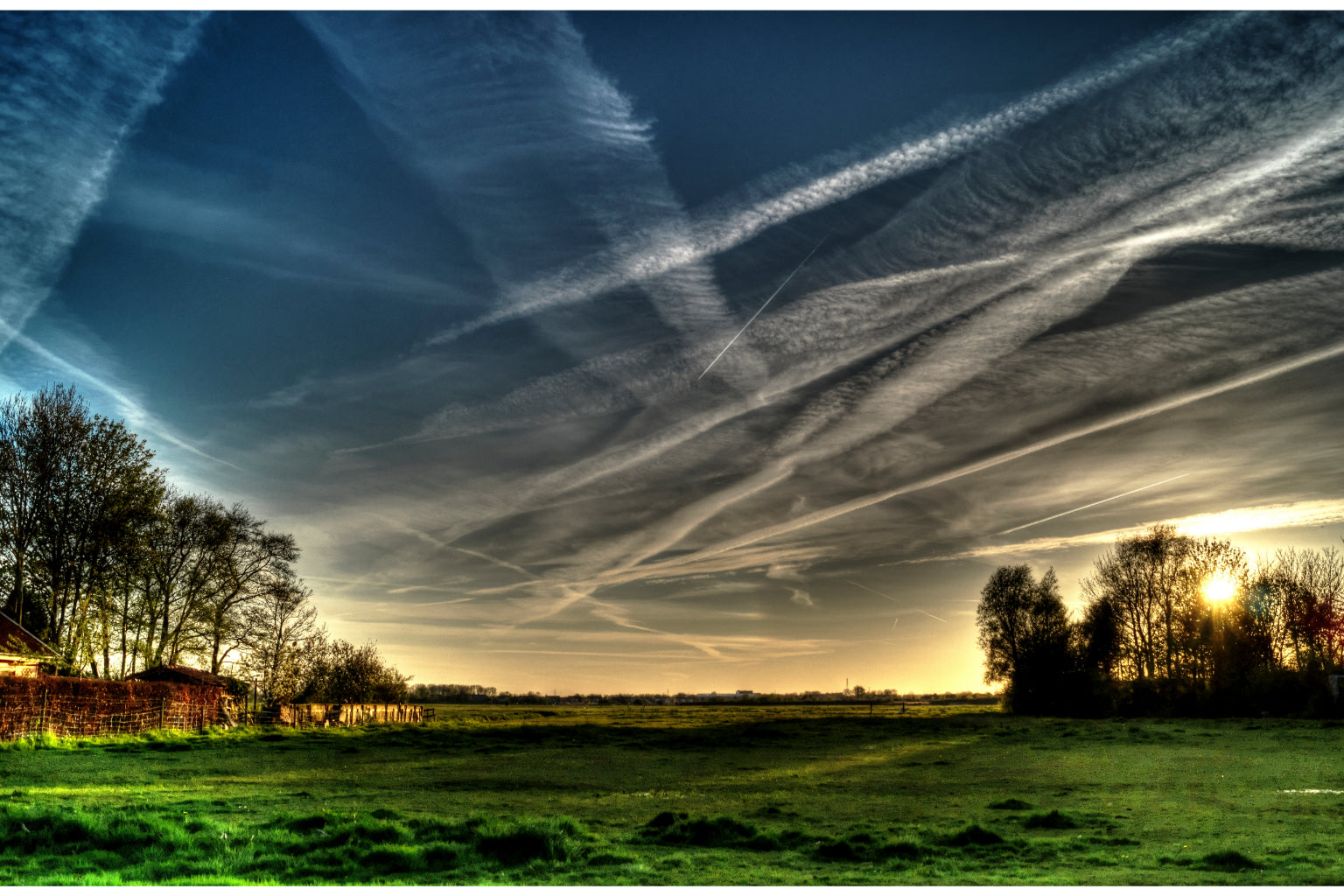 Green Blue Landscape Clouds Canvas Art Wall Picture Or Gloss Print