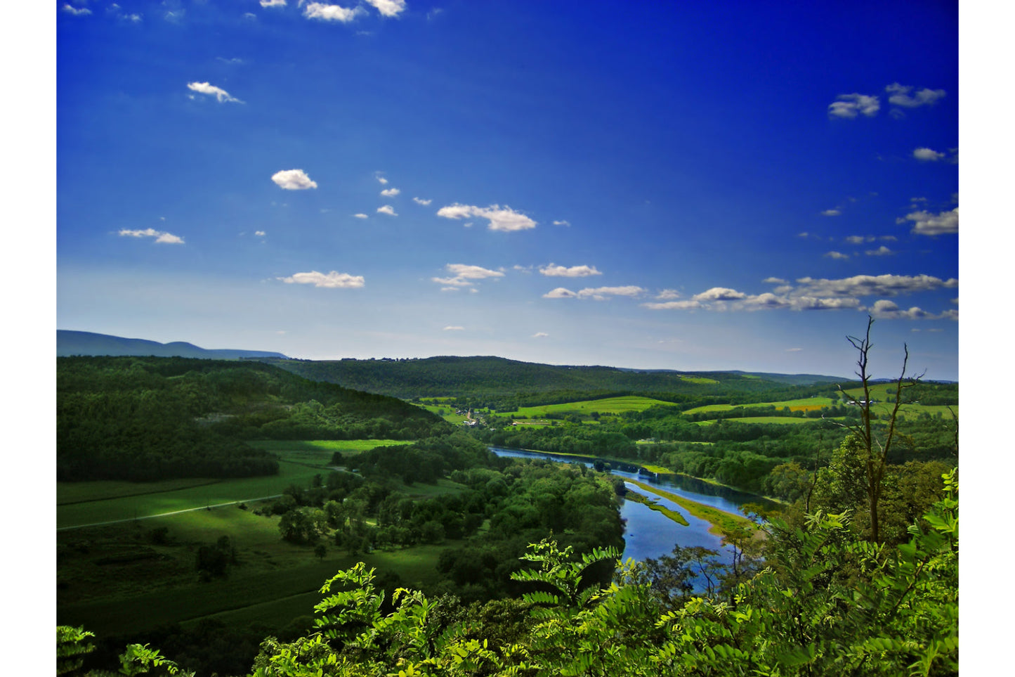 Green Countryside River Landscape Canvas Art Wall Picture Or Gloss Print