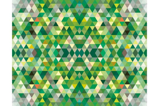 Green Grey Triangles Geometry Abstract Canvas Art Wall Picture Or Gloss Print