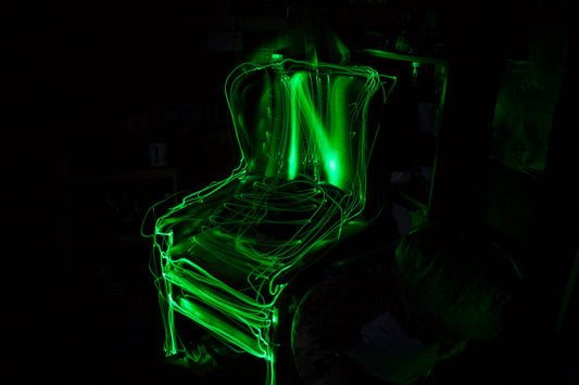 Green Neon Abstract Lights Chair Canvas Art Wall Picture Or Gloss Print