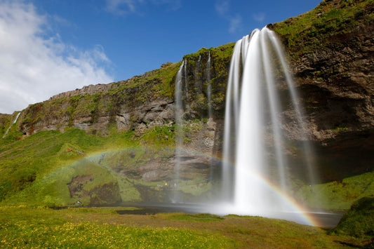 Green Rainbow Waterfall Landscape Canvas Art Wall Picture Or Gloss Print