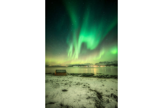 Green Teal Northern Lights Landscape Canvas Art Wall Picture Or Gloss Print