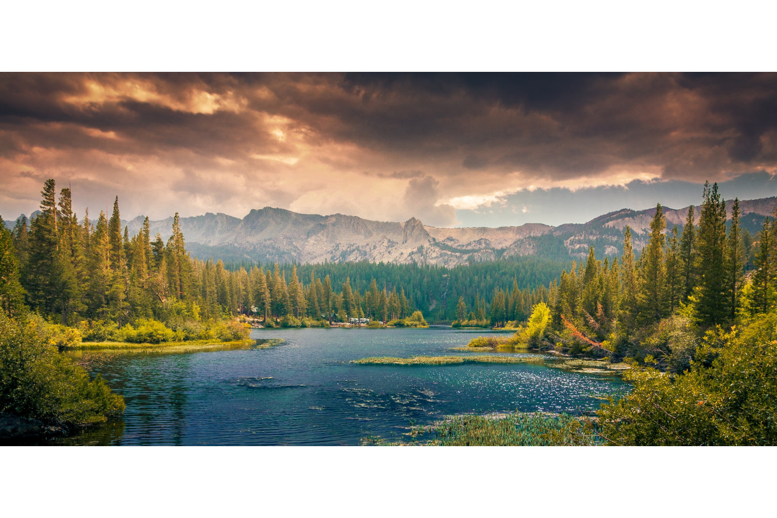 Green Trees Mountain Lake Landscape Canvas Art Wall Picture Or Gloss Print