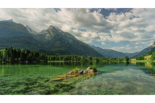 Green Water Mountain Landscape Canvas Art Wall Picture Or Gloss Print