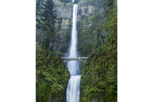 Green Waterfall Bridge Landscape Canvas Art Wall Picture Or Gloss Print