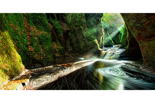 Green Waterfall Swirl Landscape Canvas Art Wall Picture Or Gloss Print