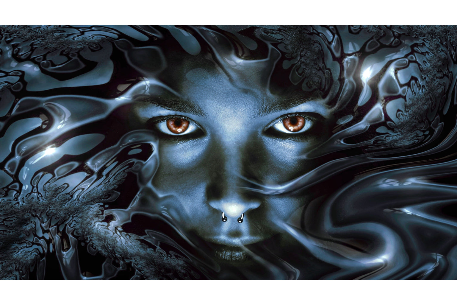 Grey Black Fantasy Face Canvas Art Wall Picture Or Gloss Print