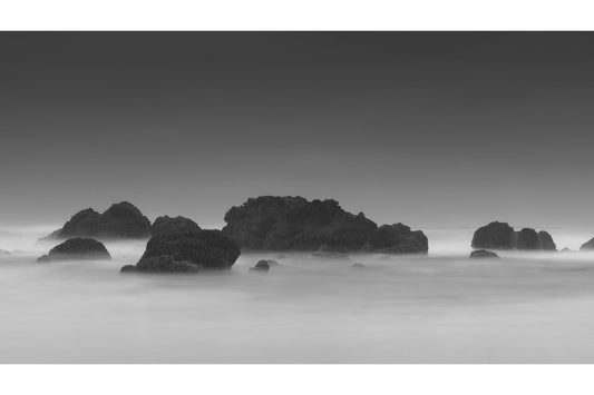 Grey Misty Sea Rocks Canvas Art Wall Picture Or Gloss Print