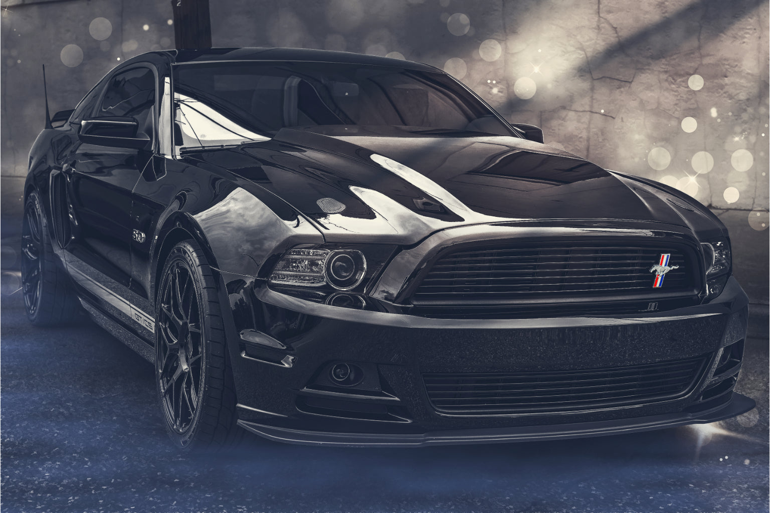 Grey Mustang Car Cars Black Canvas Art Wall Picture Or Gloss Print