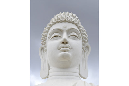 Grey White Buddha Statue Canvas Art Wall Picture Or Gloss Print