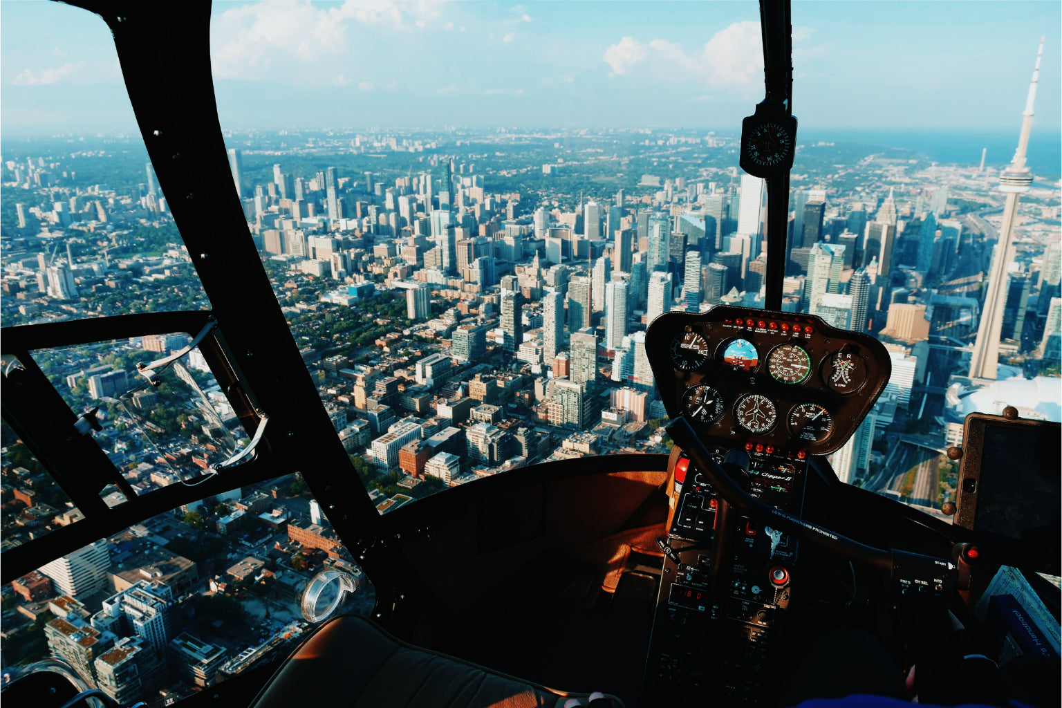 Helicopter City View Cityscape Canvas Art Wall Picture Or Gloss Print