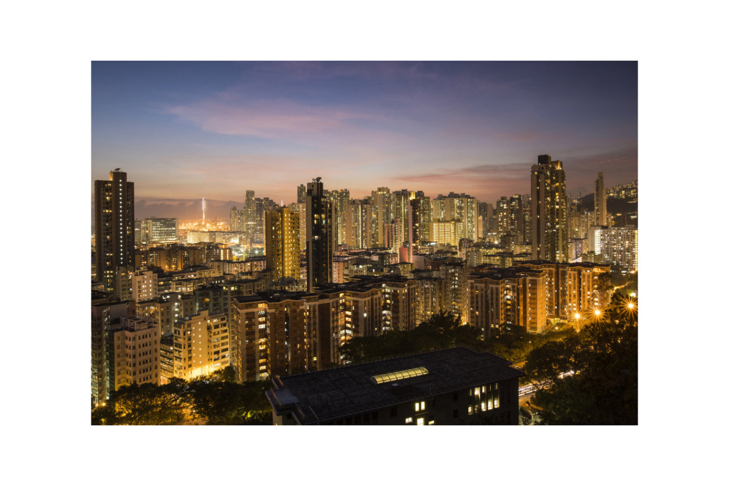 Hong Kong City Lights Canvas Art Wall Picture Or Gloss Print