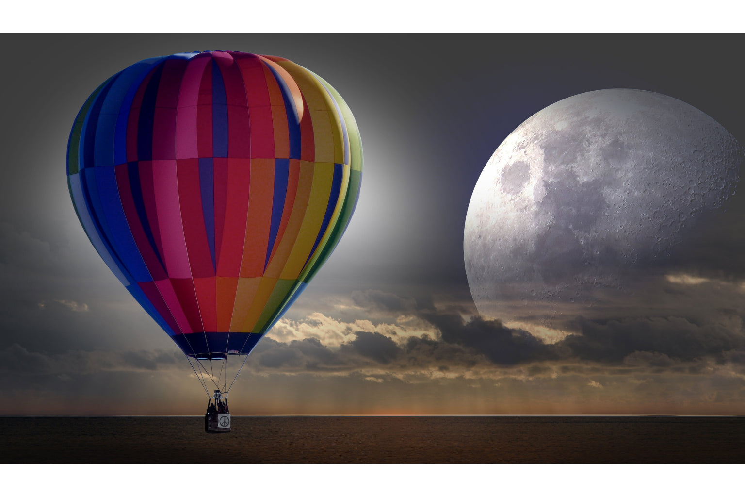 Hot Air Balloons Moon Blue Pink Canvas Art Wall Picture Or Gloss Print