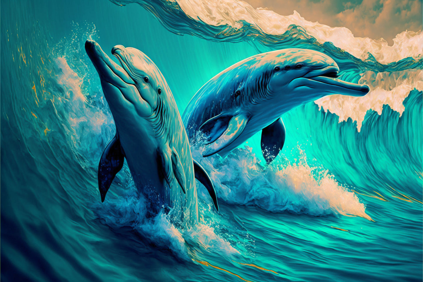 Ikon_Dolphins_Cd50Ec71-E699-4719-A2D8-A641Abd1C49F Canvas Art Wall Picture